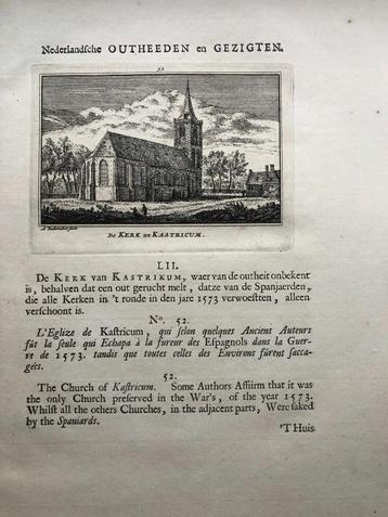 052 / Castricum de Kerk Kopergravure 1731 beschikbaar voor biedingen