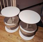 2 Witte Bijzettafeltjes/Nachtkastjes, Huis en Inrichting, Tafels | Bijzettafels, Minder dan 55 cm, Rond, Zo goed als nieuw, Ophalen
