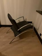 Design fauteuils zwart leer met chroom, Huis en Inrichting, Fauteuils, Ophalen, 75 tot 100 cm, Zo goed als nieuw, Metaal