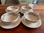 Wedgwood Rosalind soepkom met schotel (4x), Huis en Inrichting, Keuken | Servies, ., Ophalen of Verzenden, Zo goed als nieuw, Kom(men)