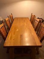 Blank eiken eettafel met 6 stoelen, Ophalen, Gebruikt, 4 tot 6 stoelen