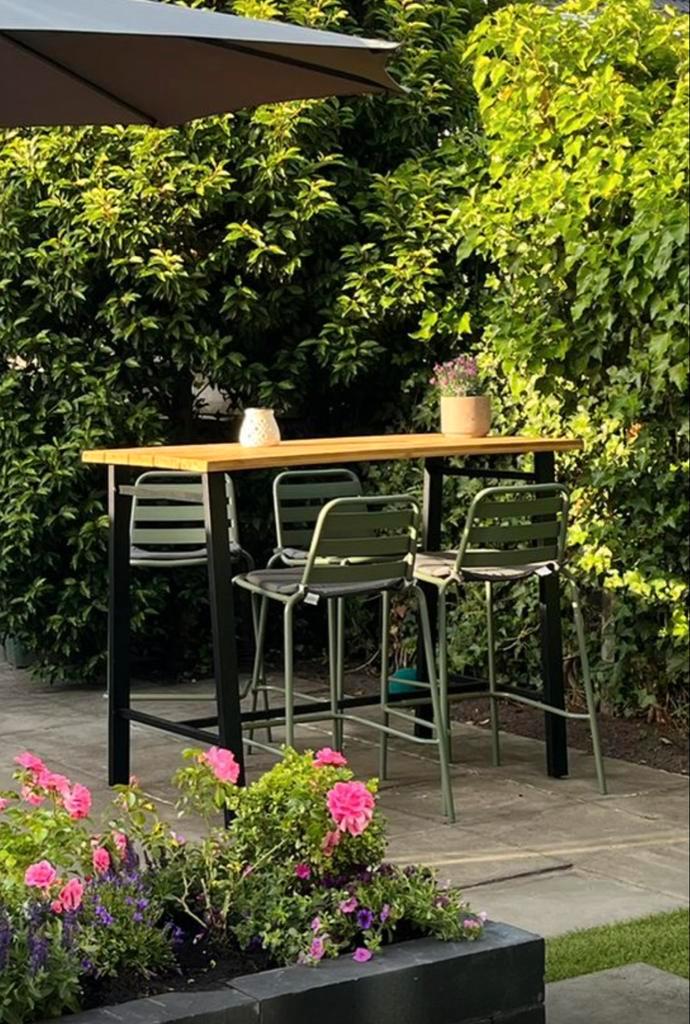 6x Groene Napels barkruk voor buiten - Kwantum, Huis en Inrichting, Barkrukken, Gebruikt, 60 tot 90 cm, Metaal, 5 krukken of meer