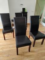 Vier eetkamer stoelen zwart, Huis en Inrichting, Stoelen, Ophalen, Zwart, Leer, Zo goed als nieuw