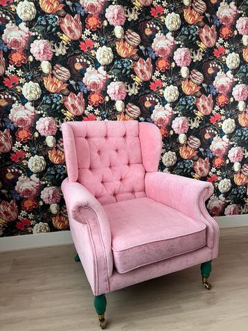 Prachtige roze velvet fauteuil van Rice DK beschikbaar voor biedingen