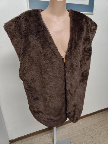Bruine zachte teddy bodywarmer xl soft fluffy mouwloos vest  beschikbaar voor biedingen