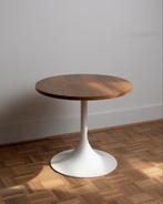 Vintage Tulip Bijzettafel, Huis en Inrichting, Minder dan 55 cm, Gebruikt, Rond, Hout