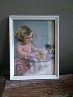 Vintage prent  meisje met hond, Ophalen of Verzenden, Huis en Inrichting