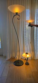 Prachtige lampen set van 3 metaal met matglas, Ophalen, Klassiek, Zo goed als nieuw, Glas