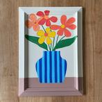 Schilderijtjes handbeschilderd - vaas met bloemen en plant, Huis en Inrichting, Woonaccessoires | Schilderijen, Tekeningen en Foto's