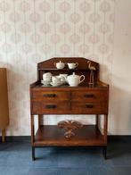 Art Deco Buffetkast met glasplaat en 4 laden, Huis en Inrichting, Kasten | Buffetkasten, Ophalen, Gebruikt, Eikenhout, 100 tot 150 cm