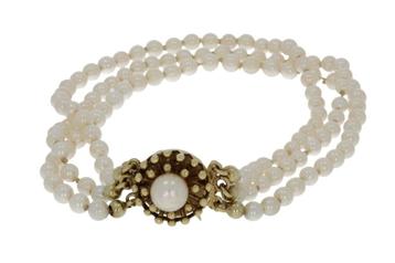 Parel vintage armband 14k gouden fraai slot dames beschikbaar voor biedingen