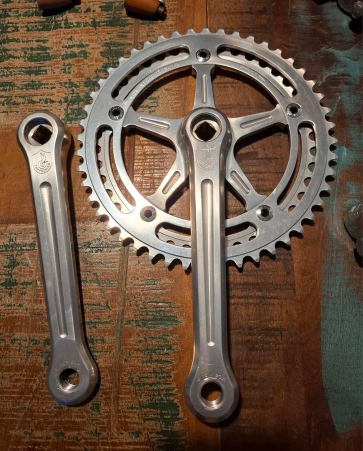 Vintage Campagnolo Nuovo record racefiets crankstel  172.5mm, Fietsen en Brommers, Fietsonderdelen, Zo goed als nieuw, Racefiets