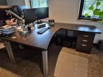 6 stevige Bureau's en bijhorende kast, Huis en Inrichting, Bureaus, Ophalen, Gebruikt, Bureau