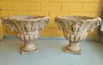 Aparte brocante vintage stenen betonlook bloempotten vazen, Ophalen, Steen, Rond, Zo goed als nieuw