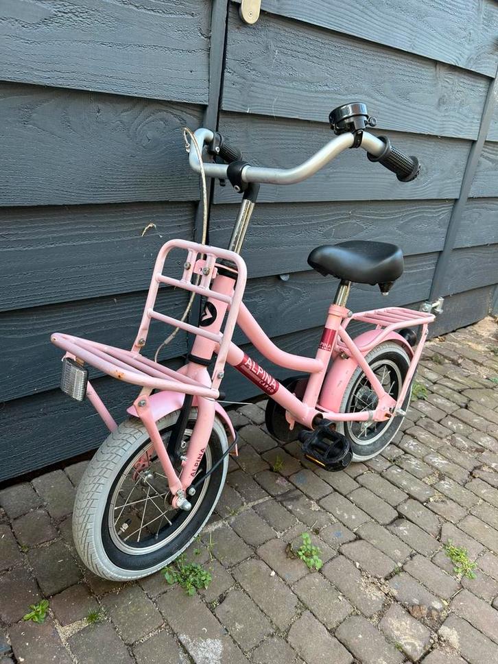 Roze Alpina kinderfiets 12 inch met zijwieltjes, Fietsen en Brommers, Fietsen | Kinderfietsjes, Gebruikt, Ophalen