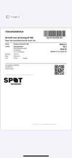 Ticket brief voor de koning groningen 16:00, Tickets en Kaartjes, Eén persoon, Oktober