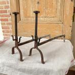 Antiek openhaard, schouw, mantel, set vuurbokken voor hout, Ophalen of Verzenden, Vrijstaande haard, Houthaard