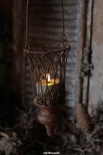 Roestkleurige kooihanger / roestkleurige kaarsenhanger, Huis en Inrichting, Www.jufbrocante.nl, Www.jufbrocante.nl, Nieuw, Ophalen of Verzenden