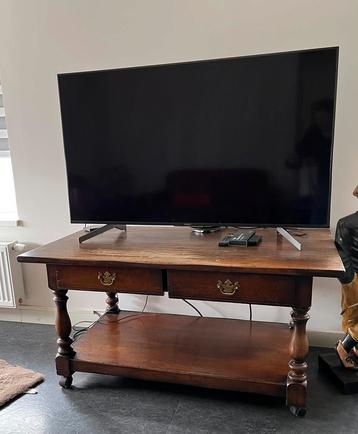 Tv meubel salontafel antiek brocante eiken verrijdbaar beschikbaar voor biedingen