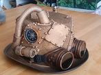 Steampunk  hoge Hoed met Bril, Kompas & Buisaccenten, Carnaval, Ophalen of Verzenden, Zo goed als nieuw, Accessoires