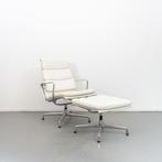 1 x Vitra Eames Ea223 Hocker Wit Leer Aluminium