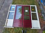 Hardhouten pui met 2 hh deuren, Ophalen, Gebruikt, Deurkozijn, 150 tot 225 cm