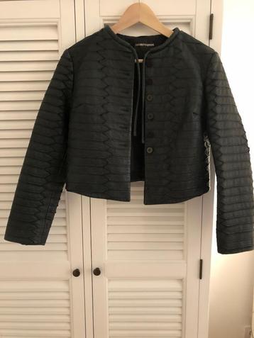 Donkergroen leren jasje van Emporio Armani beschikbaar voor biedingen