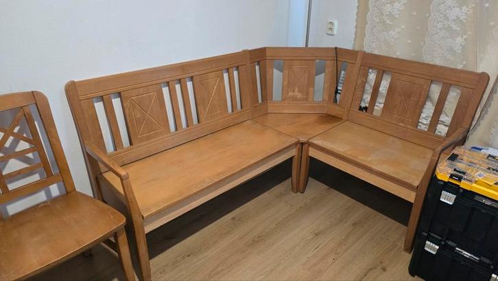 Houten Eethoek voor Groot Gezin, Huis en Inrichting, Complete eetkamers, Ophalen