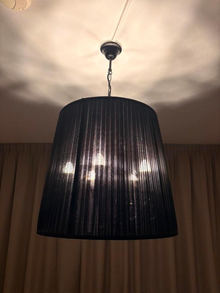 Lifestyle 94 organza zwarte kroonluchter / hanglamp, Huis en Inrichting, Lampen | Kroonluchters, Gebruikt, Glas, Metaal, Stof
