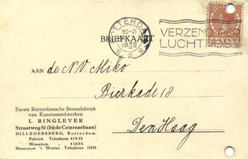 L. Ringlever, Hillegersberg, Rotterdam - 08.1932 - briefkaar beschikbaar voor biedingen