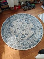 Rond Wit en Blauw Tapijt, Ophalen, Beige, 150 tot 200 cm, Zo goed als nieuw