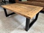 Eiken salontafel - wagon planken, Huis en Inrichting, Ophalen, 100 tot 150 cm, Eikenhout, 50 tot 100 cm