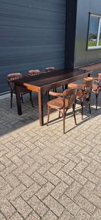 Stamtafel met 6 thonet stoelen  bruin cafe, Huis en Inrichting, Tafels | Eettafels, Ophalen, Gebruikt, Geen, 50 tot 100 cm