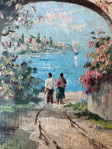 Italiaanse top schilder Fatoni 24 x 30 cm olieverf op hout beschikbaar voor biedingen
