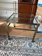 Twee mooie messing bijzettafels met facet glazen blad, Vierkant, 55 tot 75 cm, Ophalen, 45 tot 60 cm