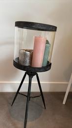 Smeedijzer glazen windlicht, Huis en Inrichting, Woonaccessoires | Kandelaars en Kaarsen, Ophalen, Overige materialen, 50 tot 75 cm
