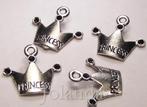 0557 Mooie Zilver Kleurige Metalen Princess Kronen Bedels, Overige merken, Verzenden, Nieuw, 4 bedels of meer