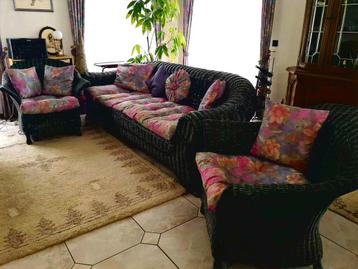 Rotan Zithoek - Bank & 2 Fauteuils beschikbaar voor biedingen