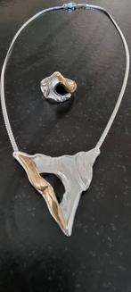 Zilveren ketting met verguld gouden accenten Moser en Pfeil, Met hanger, Verzenden, Zo goed als nieuw, Zilver