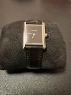 Cartier Tank Must Watch Large model black dial, Leer, Staal, Polshorloge, Zo goed als nieuw