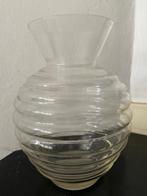 Copier glazen vaas ribbel 18 cm hoog 14 cm diameter, Ophalen of Verzenden