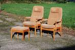 Set Farstrup Fauteuils met voetenbankje, Huis en Inrichting, Fauteuils, Deens, Minder dan 75 cm, Gebruikt, Hout