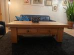 massief eikenhouten salontafel met 4 lades, Ophalen, Gebruikt, 100 tot 150 cm, Eikenhout