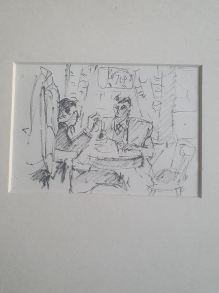 tekening inkt Zakenlunch Vera Jongejan, Antiek en Kunst, Kunst | Tekeningen en Foto's, Ophalen