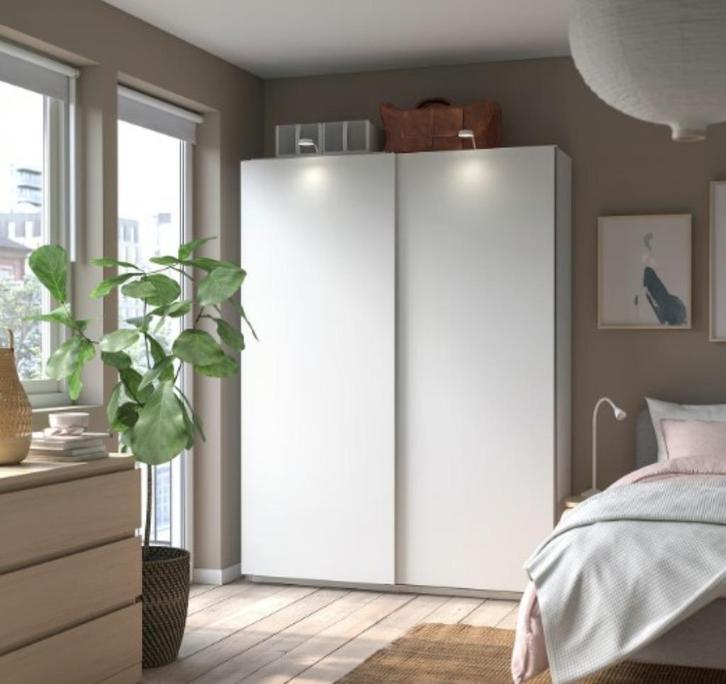 Ikea Pax Kast met schuifdeuren wit mat 150x201, Huis en Inrichting, Kasten | Kledingkasten, Zo goed als nieuw, 200 cm of meer