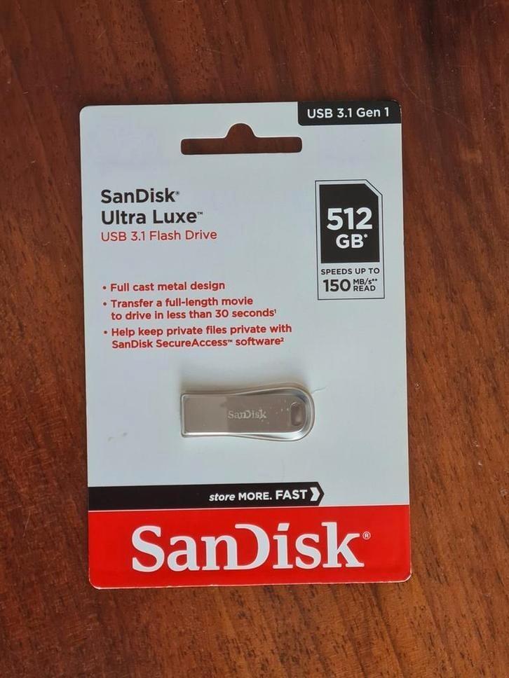 SanDisk Ultra Luxe 512GB USB 3.1 Flash Drive (NIEUW), Computers en Software, USB Sticks, Nieuw, 512 GB, Ophalen of Verzenden
