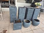 Antraciet grijze bloempotten, Tuin en Terras, Bloembakken en Plantenbakken, Ophalen, Steen, Gebruikt, Vierkant
