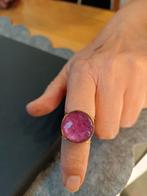 Gouden paarse toermalijn ring 18k Handgemaakt, Nieuw, Ophalen of Verzenden, 17 tot 18, Met edelsteen