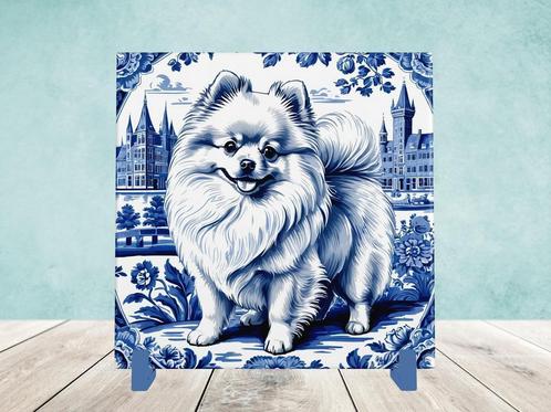 Pomeranian Delfts Blauwe tegel incl houder, Huis en Inrichting, Woonaccessoires | Overige, Nieuw, Ophalen of Verzenden