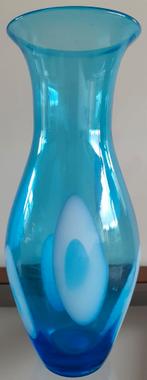 Vaas mondgeblazen design glaskunst murano doorzichtig blauw, Huis en Inrichting, Woonaccessoires | Vazen, Minder dan 50 cm, Glas